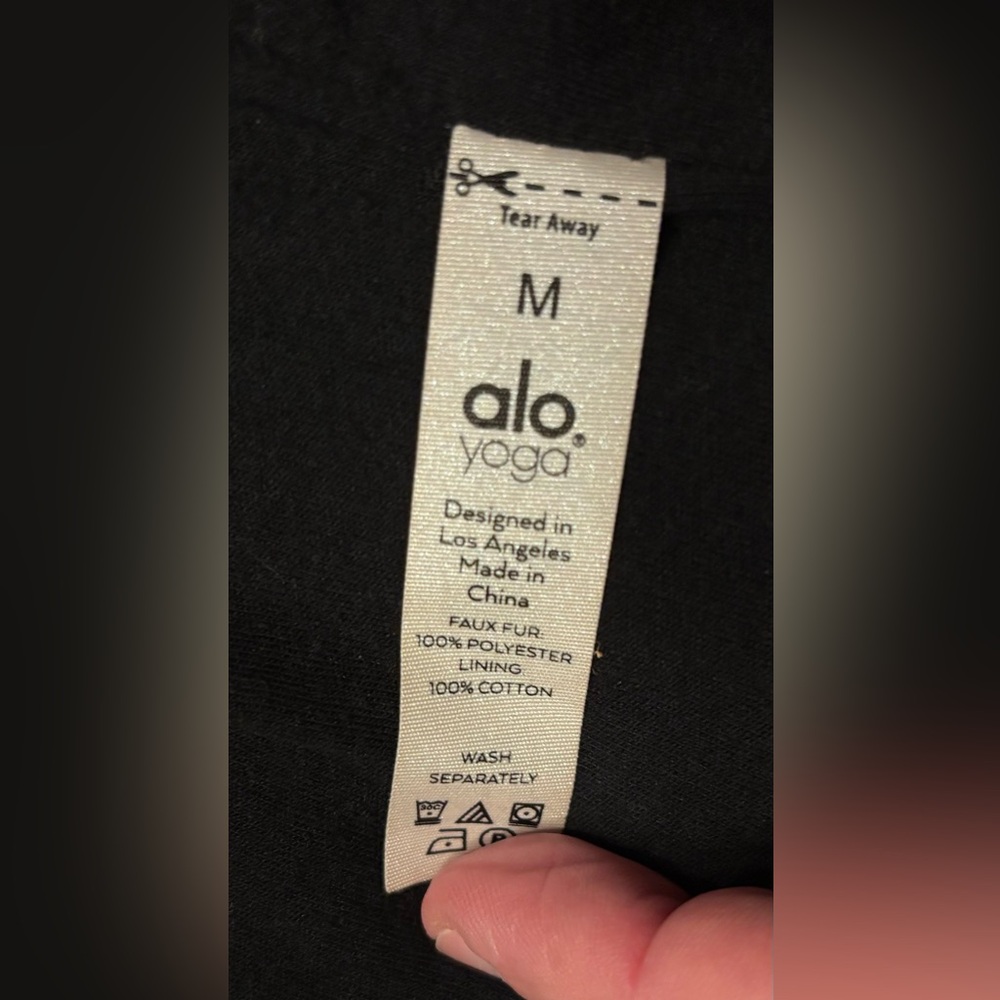 Alo Black Sherpa Fleece Trench Coat- Unisex size M - Picture 4 of 5